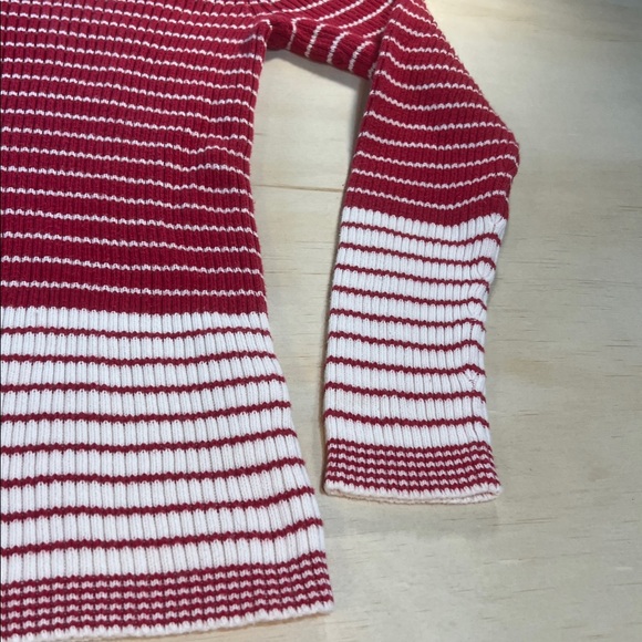 Striped Red and White Women's Cable knit Sweater Cotton  Sz S - Picture 5 of 11